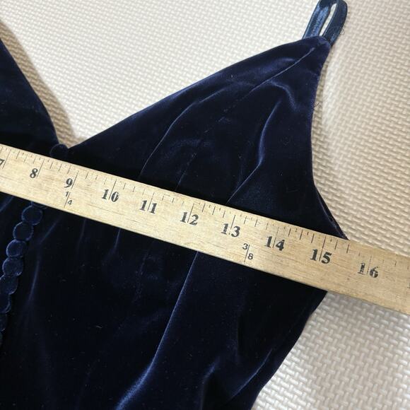 Vintage Victor Costa Velvet Dark Blue Gown Spaghetti Strap Maxi Dress Size 6 USA - Picture 16 of 16
